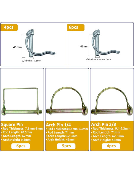 Kit de Pasadores y Clips para Remolque 232 Pcs PINAILER Kit de Pasadores y Clips para Remolque 232 Pcs PINAILER