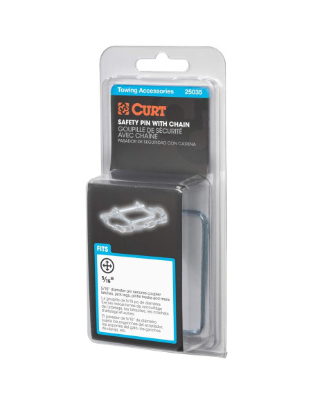 Pasador de Seguridad CURT 25035 con Cadena 30.48 cm Zinc Pasador de Seguridad CURT 25035 con Cadena 30.48 cm Zinc