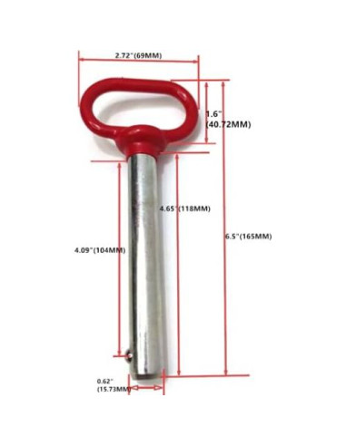 Pasador de Detención ZOROLE 5/8" x 4" Acero Zinc Rojo