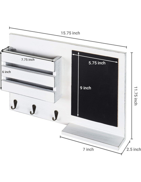 Organizador de correo y llaves MyGift blanco vintage Organizador de correo y llaves MyGift blanco vintage