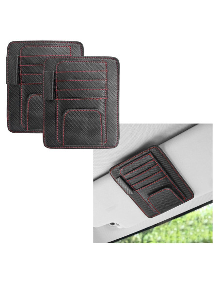 Organizador de Visera de Sol para Auto Yourkar 2 PCS Cuero Organizador de Visera de Sol para Auto Yourkar 2 PCS Cuero