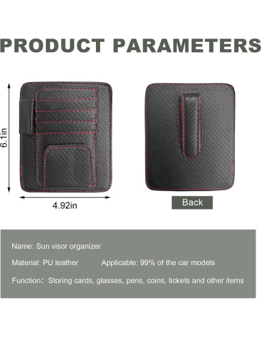 Organizador de Visera de Sol para Auto Yourkar 2 PCS Cuero