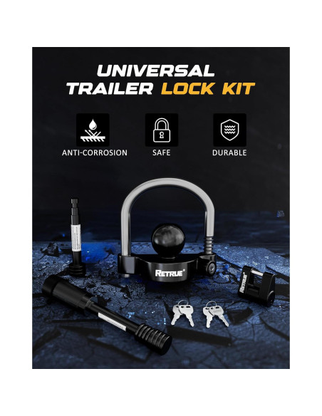 Juego de Cerraduras para Remolque RETRUE - Kit Universal Negro Juego de Cerraduras para Remolque RETRUE - Kit Universal Negro