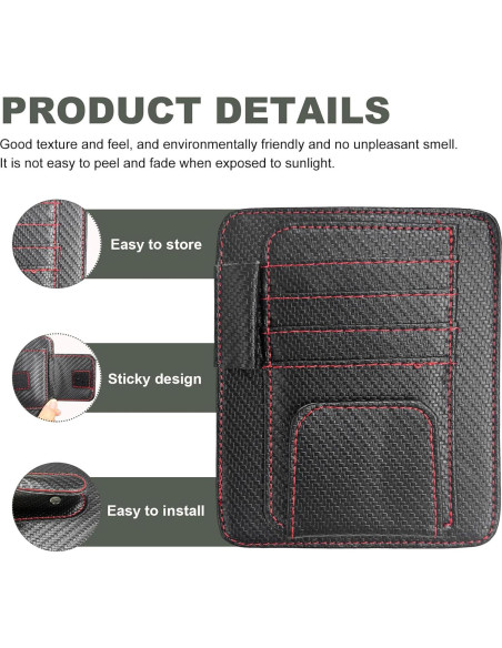 Organizador de Visera de Sol para Auto Yourkar 2 PCS Cuero Organizador de Visera de Sol para Auto Yourkar 2 PCS Cuero