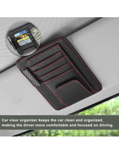 Organizador de Visera de Sol para Auto Yourkar 2 PCS Cuero