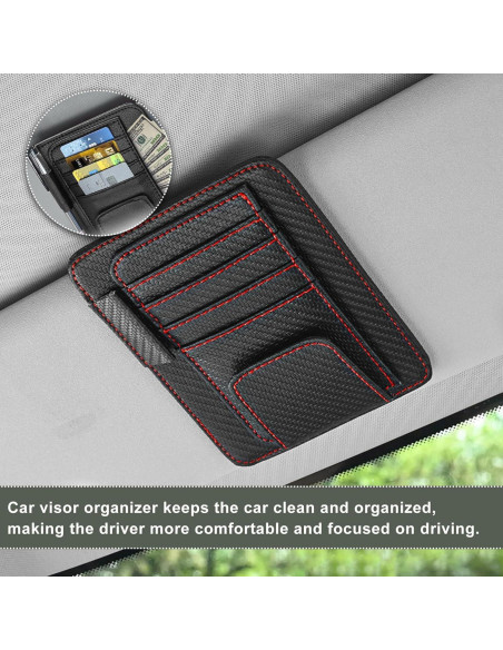 Organizador de Visera de Sol para Auto Yourkar 2 PCS Cuero Organizador de Visera de Sol para Auto Yourkar 2 PCS Cuero