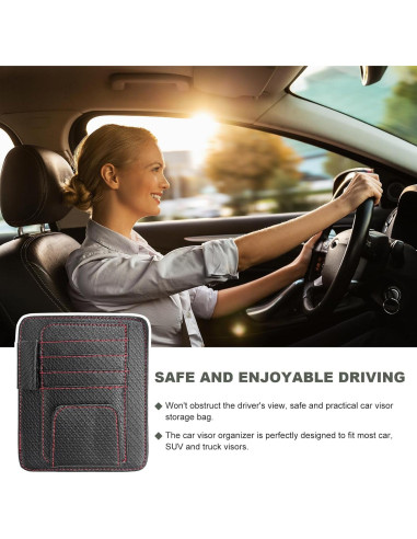 Organizador de Visera de Sol para Auto Yourkar 2 PCS Cuero