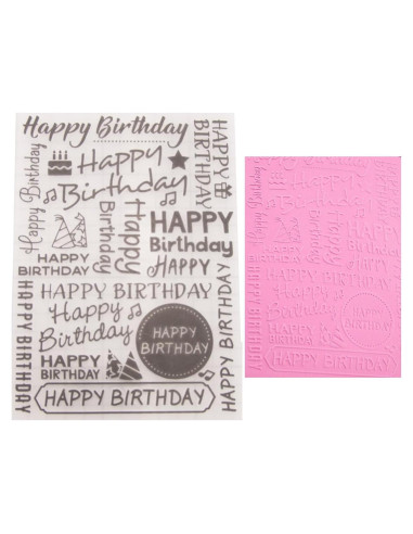 Carpeta de Embossing 3D DIYology Feliz Cumpleaños 12.5x18cm