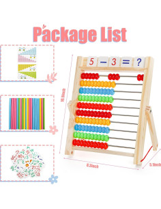 Ábaco de Madera Suwimut para Niños con Palitos y Tarjetas 2