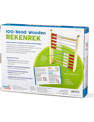 Rekenrek de Madera Hand2mind 100 Cuentas para Niños 4-10 Años