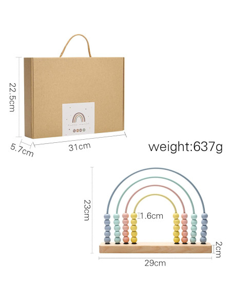 Ábaco de Madera Arcoíris ibwaae para Niños 0.59 kg Ábaco de Madera Arcoíris ibwaae para Niños 0.59 kg