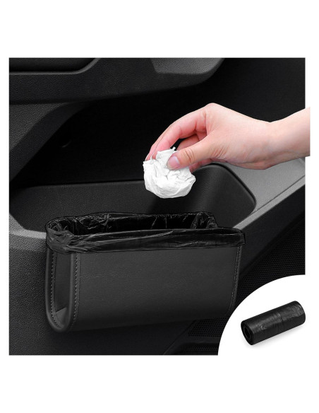 Basurero de Coche Zmoso Plegable de Cuero Negro 1.89L Basurero de Coche Zmoso Plegable de Cuero Negro 1.89L