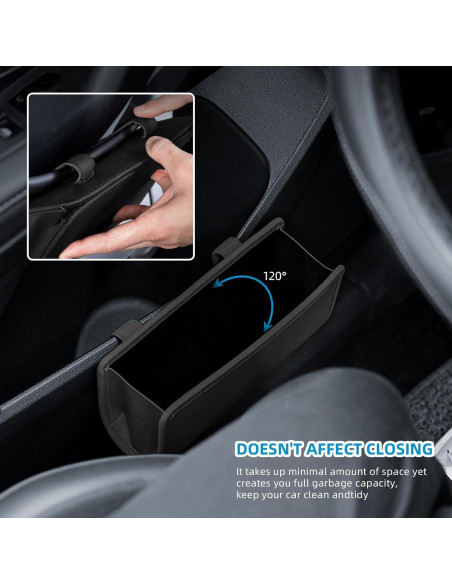 Basurero de Coche Zmoso Plegable de Cuero Negro 1.89L Basurero de Coche Zmoso Plegable de Cuero Negro 1.89L