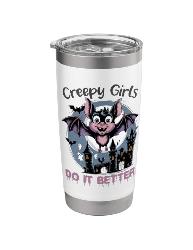 Vaso Térmico Acero Inoxidable 20 oz Chica Espeluznante Halloween