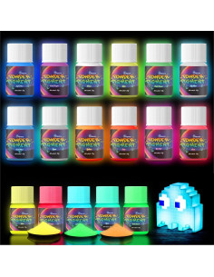 Polvo Luminiscente en la Oscuridad Zdspoxy - Set 12 Colores 240g 2