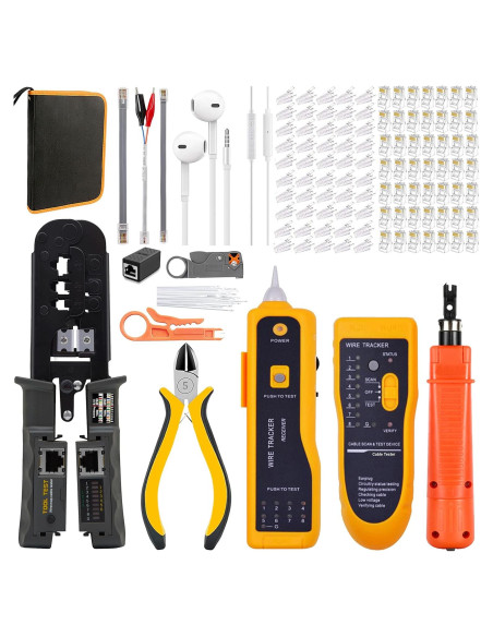 Kit de Herramientas de Crimpado RJ45 LEATBUY-TECH Amarillo Kit de Herramientas de Crimpado RJ45 LEATBUY-TECH Amarillo