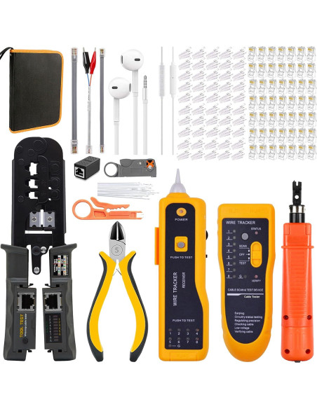 Kit de Herramientas de Crimpado RJ45 LEATBUY-TECH Amarillo Kit de Herramientas de Crimpado RJ45 LEATBUY-TECH Amarillo