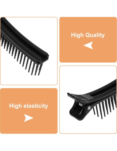 4 Clips de Agarre para Cabello HAKFOO - 14 cm, Negro