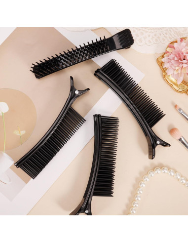 4 Clips de Agarre para Cabello HAKFOO - 14 cm, Negro