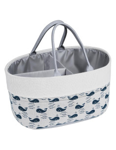 Cesta Organizadora de Pañales Lemonfilter Ballena Blanca 24.9x19.8x9 cm