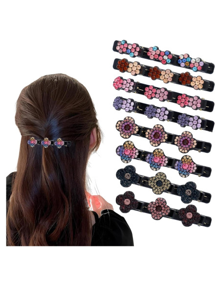 8 Clips de Cabello Trenzados KUAOOAUK con Rhinestones Coloridos 8 Clips de Cabello Trenzados KUAOOAUK con Rhinestones Coloridos