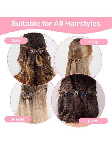 8 Clips de Cabello Trenzados KUAOOAUK con Rhinestones Coloridos