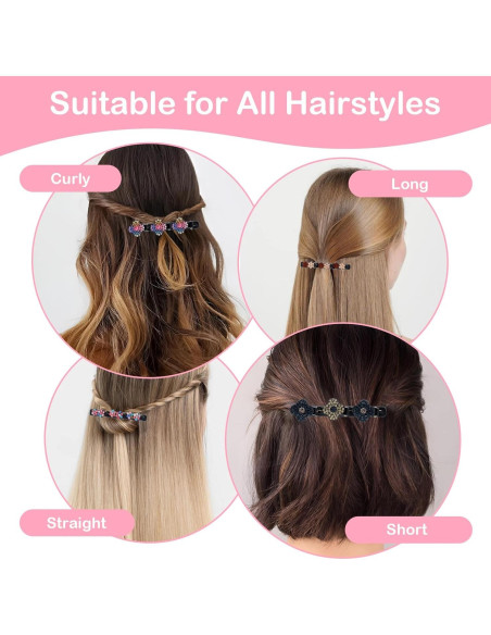 8 Clips de Cabello Trenzados KUAOOAUK con Rhinestones Coloridos 8 Clips de Cabello Trenzados KUAOOAUK con Rhinestones Coloridos