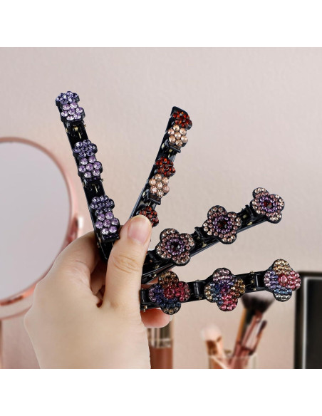 8 Clips de Cabello Trenzados KUAOOAUK con Rhinestones Coloridos 8 Clips de Cabello Trenzados KUAOOAUK con Rhinestones Coloridos