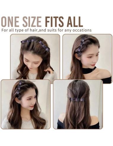 Clip de Pelo Trenzado Ailevant con Cristales Brillantes - 4 Piezas