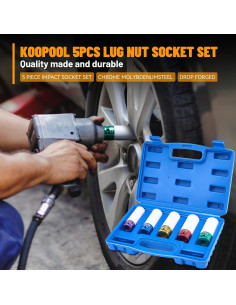 Juego de 5 Zócalos de Tuerca de Impacto KOOPOOL 15-22 mm 2