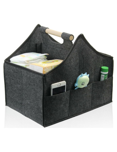 Caddy Organizador de Pañales HMOSSVK Negro 38x26x32cm