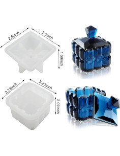 Molde de Silicona Voaesdk para Tarro Cubo con Tapa 8.2x5.3cm 2