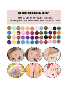 Kit de Tatuajes Temporales Brillantes para Niños - 48 Colores 2