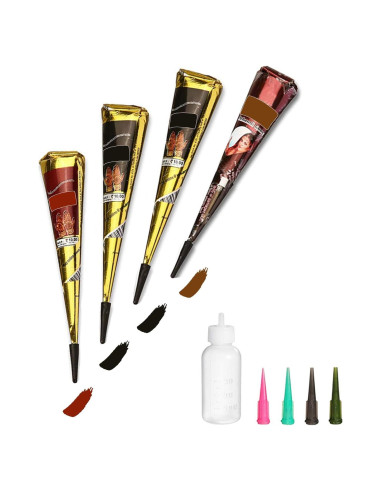 Kit de Tatuajes Temporales Beyony - 4 Conos y 20 Plantillas
