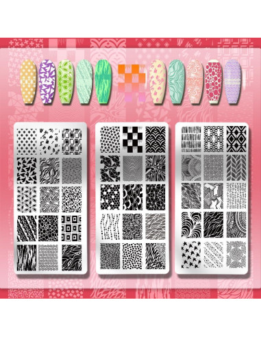 Placas de Estampado de Uñas PH PandaHall 3pcs 12x6 cm
