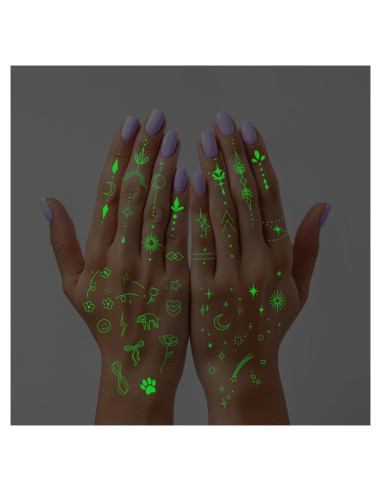 Tatuajes Temporales Brillantes en la Oscuridad Everjoy 50 Pcs