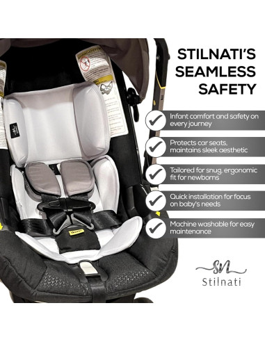 Inserto para Asiento de Auto Bebé Stilnati - Soporte Cabeza y Cuello Gris