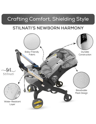 Inserto para Asiento de Auto Bebé Stilnati - Soporte Cabeza y Cuello Gris