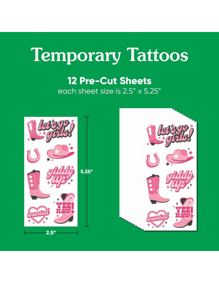 Tatuajes Temporales Vaquera de Rodeo Punto Grande de Felicidad - 12 Hojas Tatuajes Temporales Vaquera de Rodeo Punto Grande de Felicidad - 12 Hojas