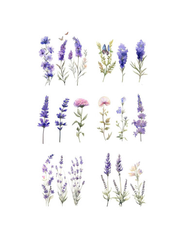 Tatuajes Temporales Flores de Lavanda Dopetattoo 6 Pcs