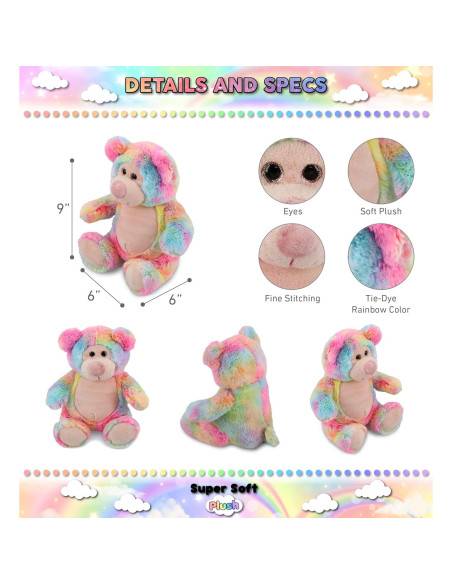 Oso de Peluche Arcoíris DolliBu 23 cm - Suave y Abrazable