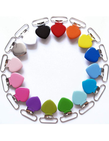 20 Clips de Suspensión Corazón Metal Sutoyuen 16 Colores