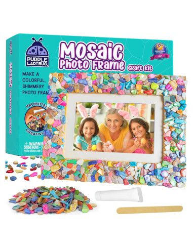 Kit de Marco de Foto Mosaico DIY Ladybug Morado - Manualidades para Niños 6 a 12 Años