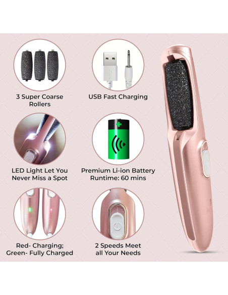 Removedor de Callos Eléctrico Cuídame PL22 - Lima Recargable Oro Rosa Removedor de Callos Eléctrico Cuídame PL22 - Lima Recargable Oro Rosa