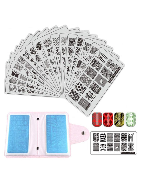 Juego de estampado de uñas 21 piezas HaiQiang - 16 placas 6x12cm Juego de estampado de uñas 21 piezas HaiQiang - 16 placas 6x12cm