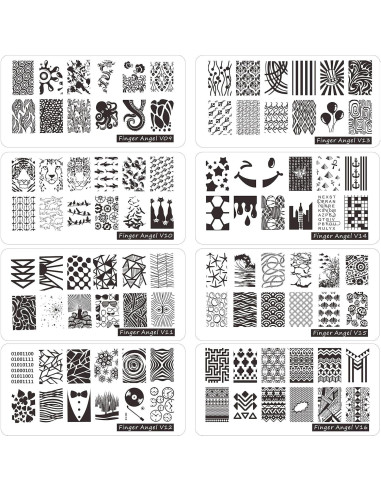 Juego de estampado de uñas 21 piezas HaiQiang - 16 placas 6x12cm