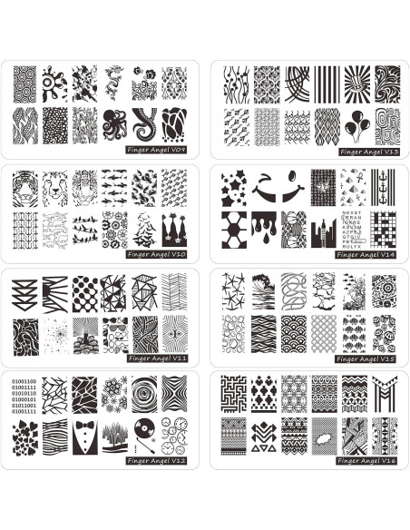 Juego de estampado de uñas 21 piezas HaiQiang - 16 placas 6x12cm Juego de estampado de uñas 21 piezas HaiQiang - 16 placas 6x12cm