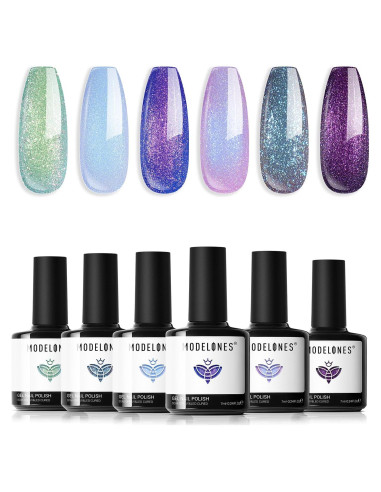 Set de Esmalte de Uñas Gel Modelones Chameleon Galaxy 6 Colores