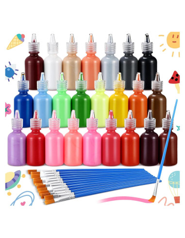 Kit de Pintura Motipuns 24 Colores 30 ml + 12 Pinceles DIY