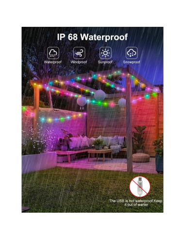 Luces de Cuerda Inteligentes Echosari 10M RGB Control APP